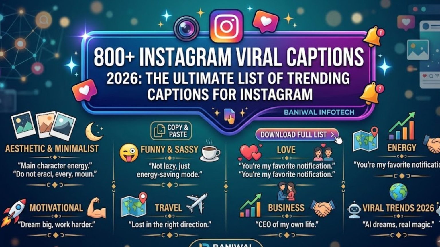200+ Instagram Viral Captions 2026: Trending Captions for Instagram - Baniwalinfotech